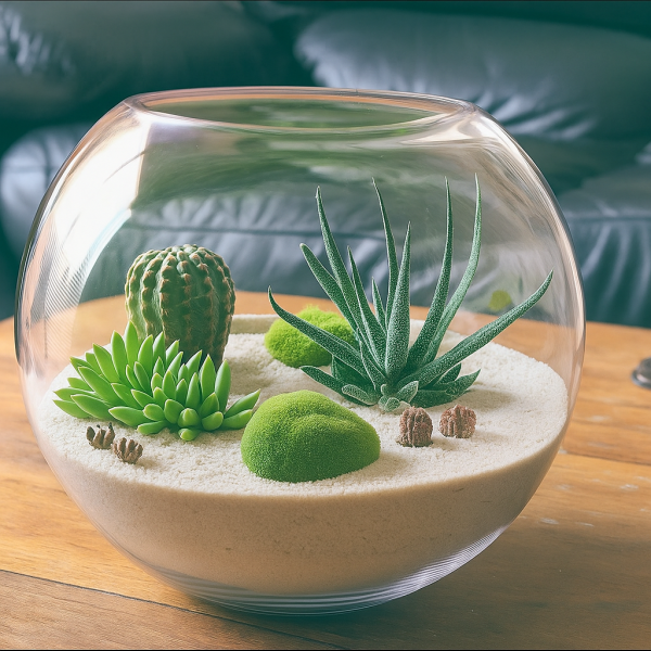 white sand in aquarium bowl